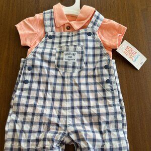 Just One You by Carters 2 pc plaid overall set